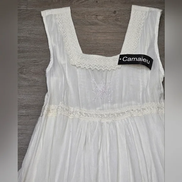New Camaieu Dress Womans Sz Large Cotton Made In India White Lined Bohemian - Picture 11 of 11